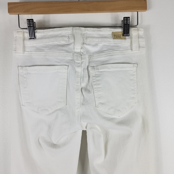 Paige Indio Zip Moto Zip Mid Rise Skinny White Jeans - Picture 7 of 9
